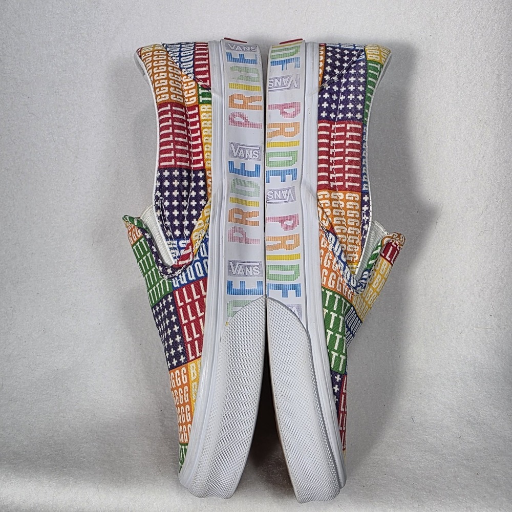 Vans Women's Size 7 Classic Slip On Pride Rainbow Skate Shoes Sneakers EUC